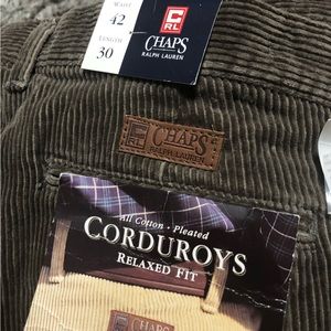 NWT Chaps RL men’s corduroy pleated pants 42x30